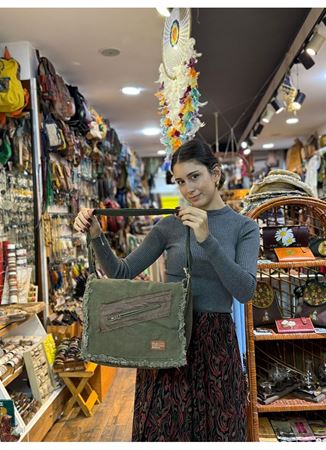 Old Cotton Postacı Çantası Yeşil