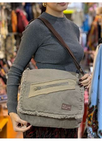 Old Cotton Postacı Çantası Gri