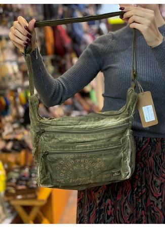 Old Cotton Postacı Çantası Yeşil
