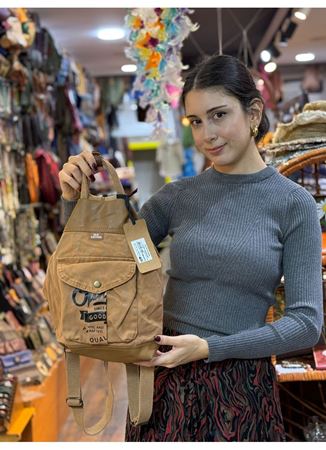 Old Cotton Küçük Sırt Çantası Kahverengi