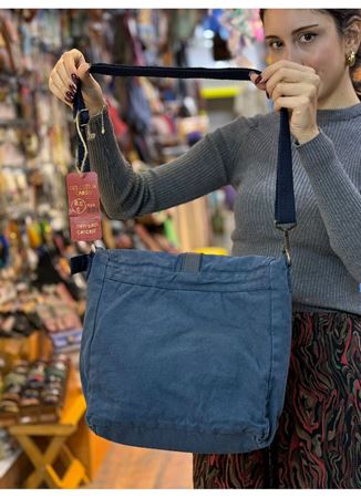 Old Cotton Postacı Çantası Mavi