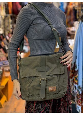 Old Cotton Postacı Çantası Yeşil