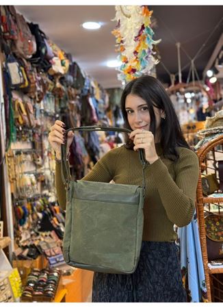 Old Cotton Postacı Çantası Yeşil