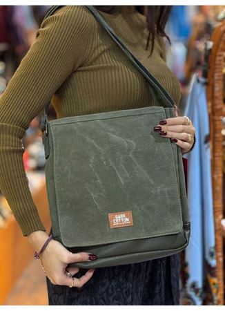 Old Cotton Postacı Çantası Yeşil