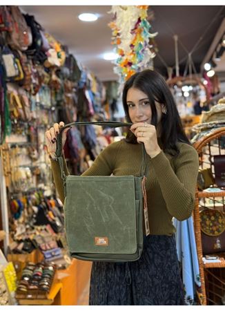 Old Cotton Postacı Çantası Yeşil