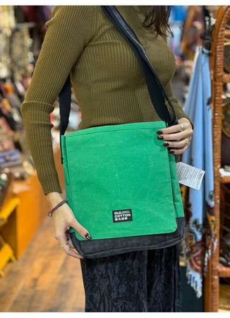 Old Cotton Postacı Çantası Yeşil