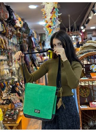 Old Cotton Postacı Çantası Yeşil