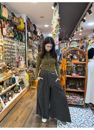 Kadife Pantolon Kemerli Acı Kahve