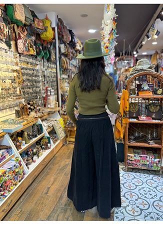 Kadife Pantolon Kemerli Siyah