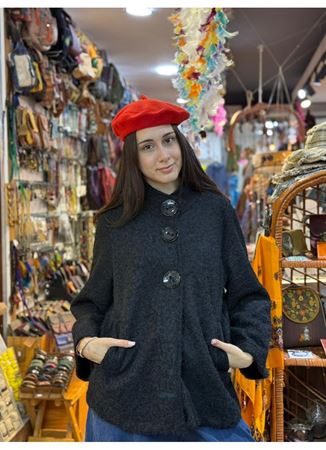 İtalyan Keçe Kaban Siyah