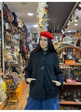 İtalyan Keçe Kaban Siyah