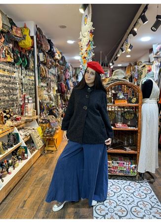 İtalyan Keçe Kaban Siyah