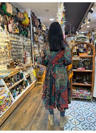 Siyah Babil V Yaka Balon Etek Uzun Kollu Elbise