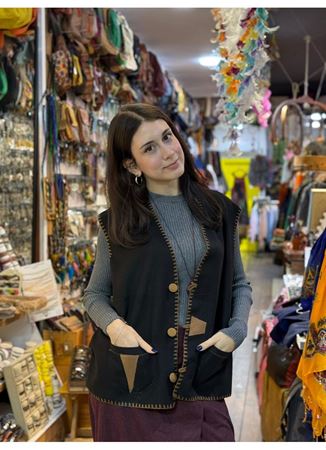 ÖZEL TASARIM DOKUMA KEÇE YELEK 