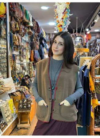 ÖZEL TASARIM DOKUMA KEÇE YELEK 