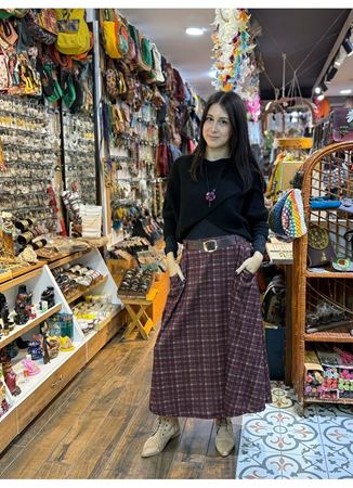 Kemerli Ekose Tasarım Etek