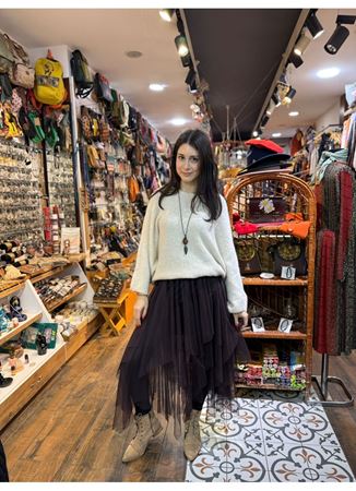 Tasarım Tül Etek Acı Kahve