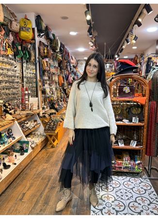 Tasarım Tül Etek Çift Renk