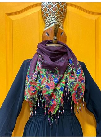 Pamuklu boncuklu şal