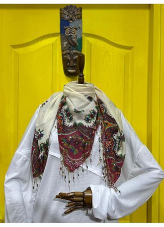 Pamuklu boncuklu şal