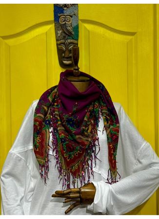 Pamuklu boncuklu şal