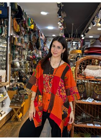 Nepal Tasarım Bluz Turuncu