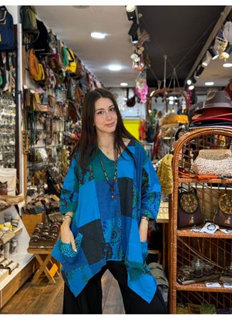 Nepal Tasarım Bluz Mavi