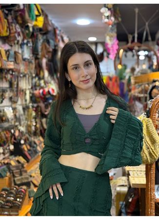 Tasarım Keten Crop Bluz