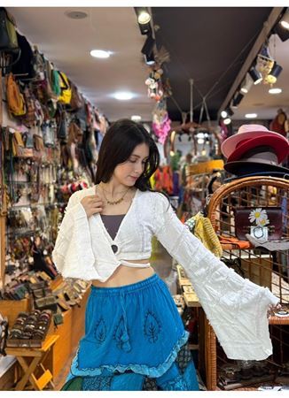 Tasarım Keten Crop Bluz