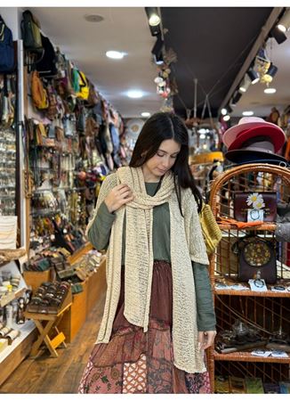 Tasarım Atkılı Bluz Krem