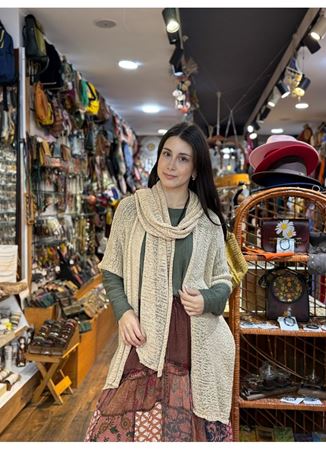 Tasarım Atkılı Bluz Krem