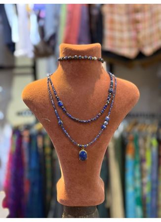 Doğal Taş Kolye Bileklik Set Lapis