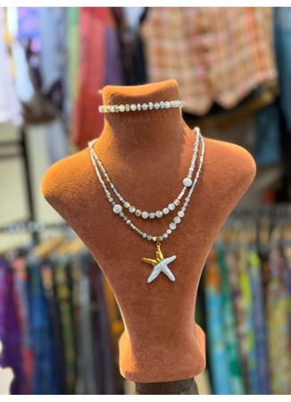 Doğal Taş Kolye Bileklik Set Akuamarin