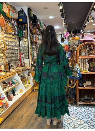 Çiçekli Hint Takım Yeşil