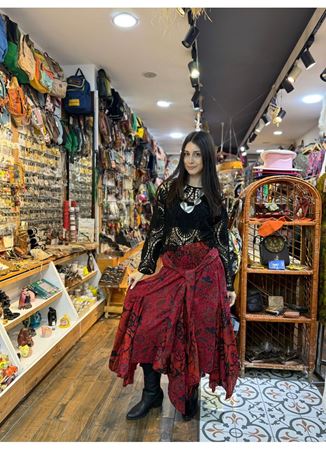 Nepal Tasarım Etek Kırmızı