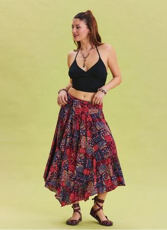 Gipe Detaylı Beli Bağlamalı Kırmızı Salaş Etek