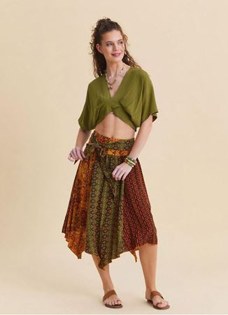 Gipe Detaylı Beli Bağlamalı Turuncu Kloş Etek