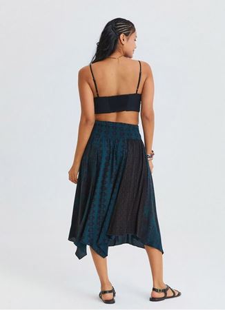 Gipe Detaylı Beli Bağlamalı Petrol Asimetrik Etek