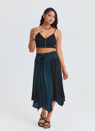 Gipe Detaylı Beli Bağlamalı Petrol Asimetrik Etek