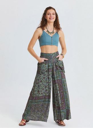 Bol Kesim Cep Detaylı Agora Çiçekli Şalvar