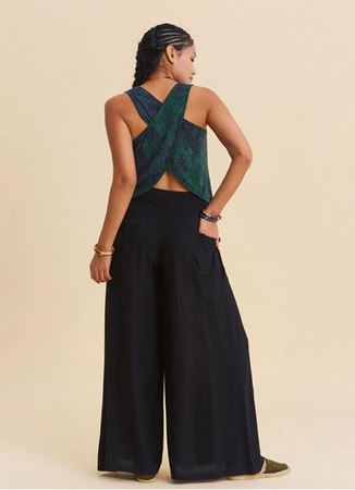 Bol Kesim Cep Detaylı Siyah Kadın Salaş Pantolon 