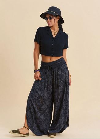 Bağcıklı Detaylı Yandan Yırtmaçlı Antrasit Kadın Otantik Pantolon