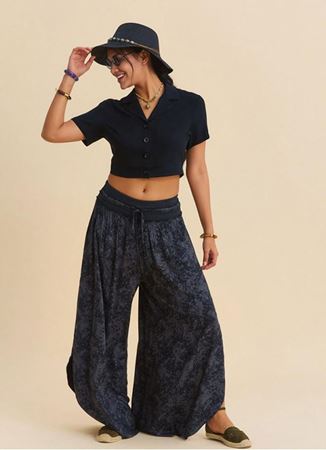 Bağcıklı Detaylı Yandan Yırtmaçlı Antrasit Kadın Otantik Pantolon