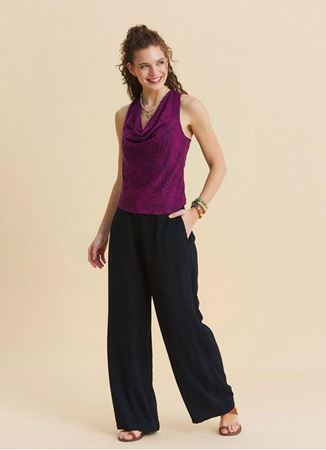 Normal Bel Düğmeli Siyah Kadın Lastikli Pantolon 