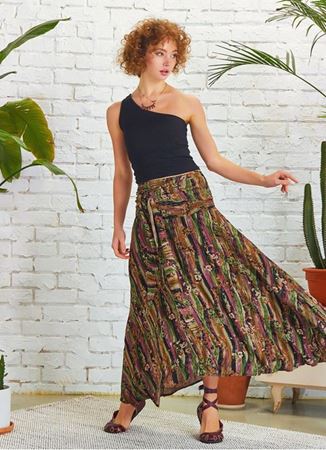 Salaş Etnik Desenli Asimetrik Etek