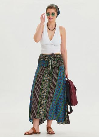 Gipe Belden Bağlamalı Lacivert Asimetrik Etek