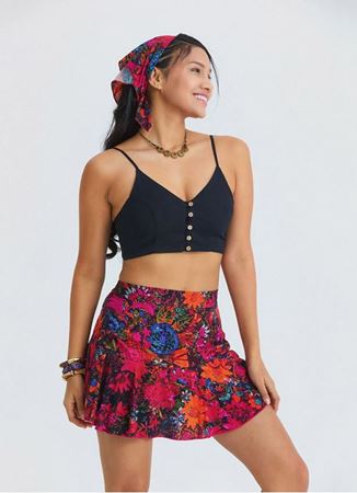 Beli Lastikli Volanlı Kırmızı Şort Etek