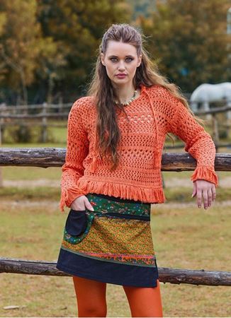 Çıtçıt Kapamalı Cepli Patchwork Anvelop Yeşil Çiçekli Etek