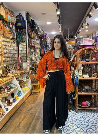 Nepal Bağlamalı Bluz Turuncu