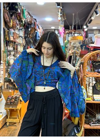 Nepal Bağlamalı Crop Mavi